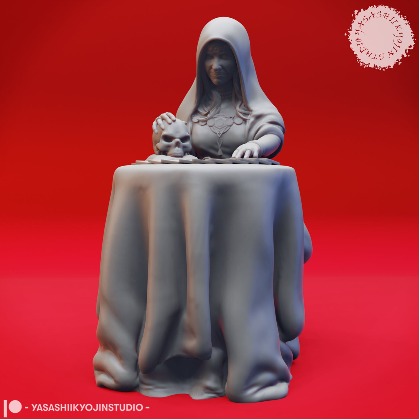 Fortune Teller - Seated - NPC - 3D Printed Mini for Tabletop Gaming, Dungeons and Dragons, Pathfinder, Kings of War and other RPG's
