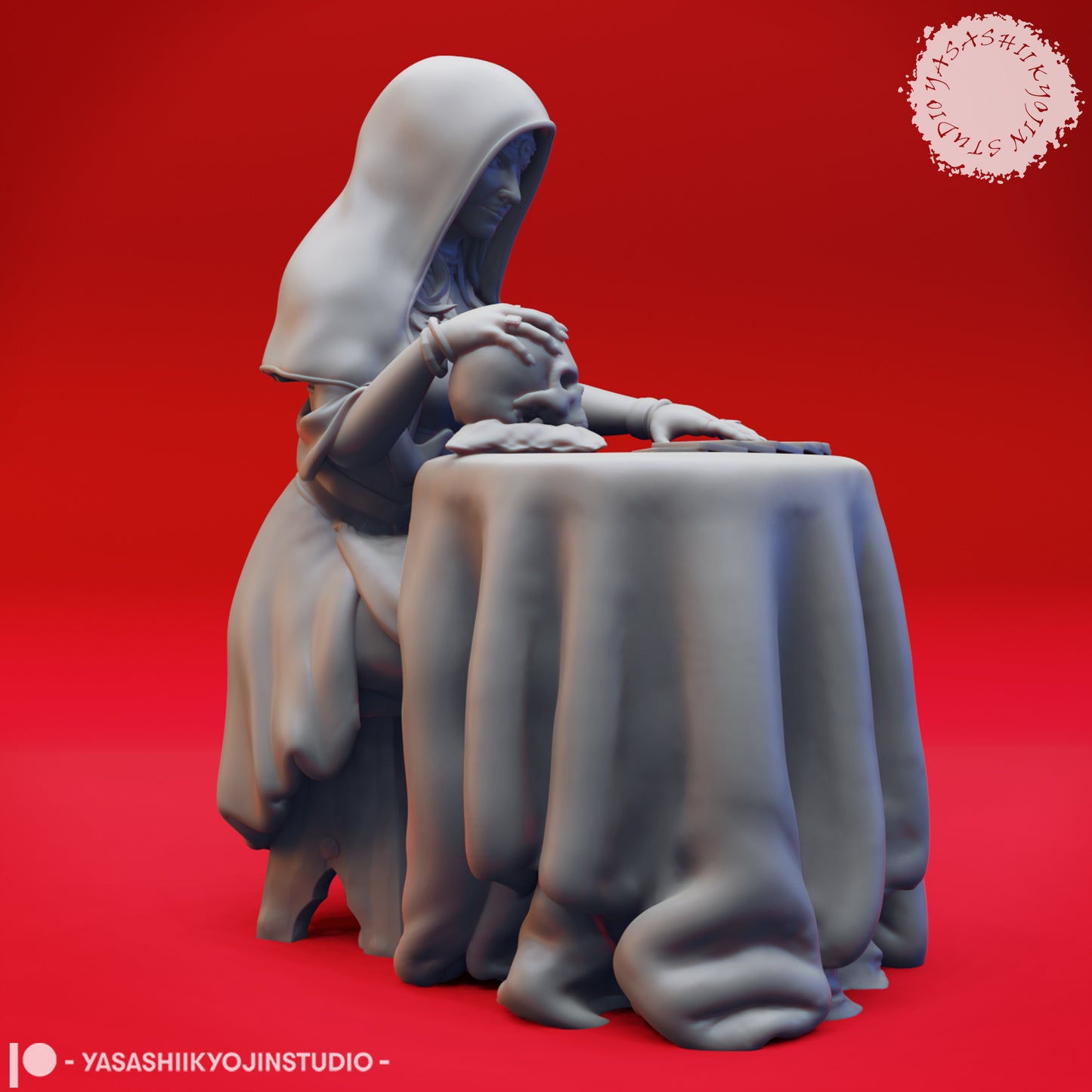 Fortune Teller - Seated - NPC - 3D Printed Mini for Tabletop Gaming, Dungeons and Dragons, Pathfinder, Kings of War and other RPG's