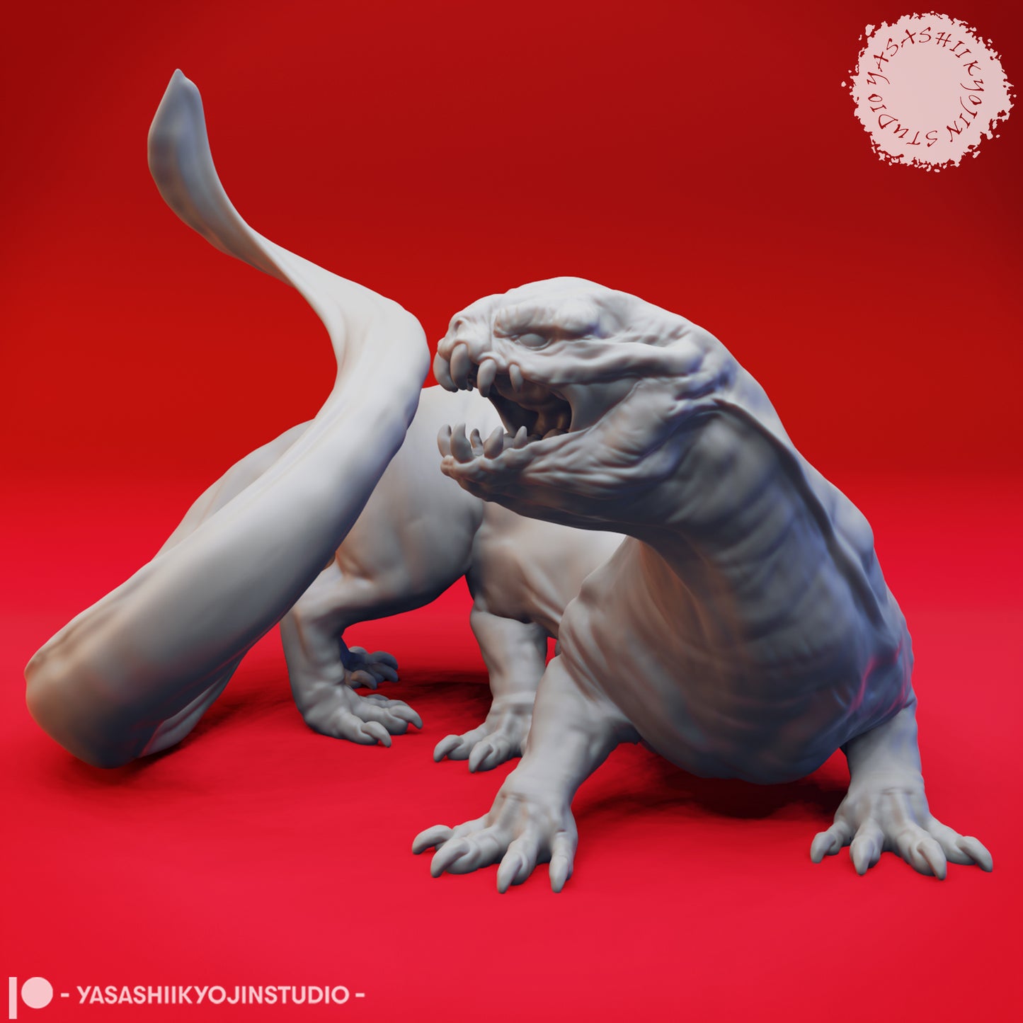 Frost Salamander - 3D Printed Mini for Tabletop Gaming, Dungeons and Dragons, Pathfinder, Kings of War and other RPG's