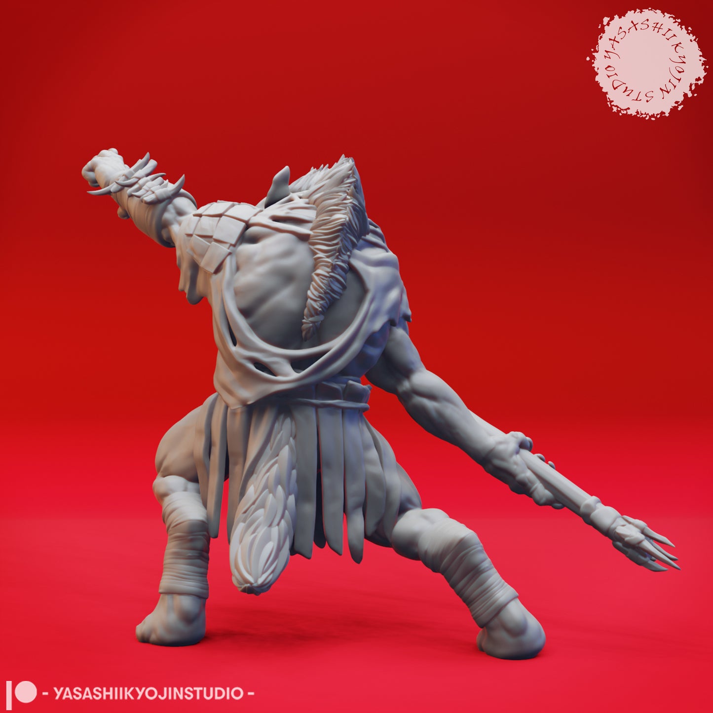 Gnoll - Spear - 3D Printed Mini for Tabletop Gaming, Dungeons and Dragons, Pathfinder, Kings of War and other RPG's