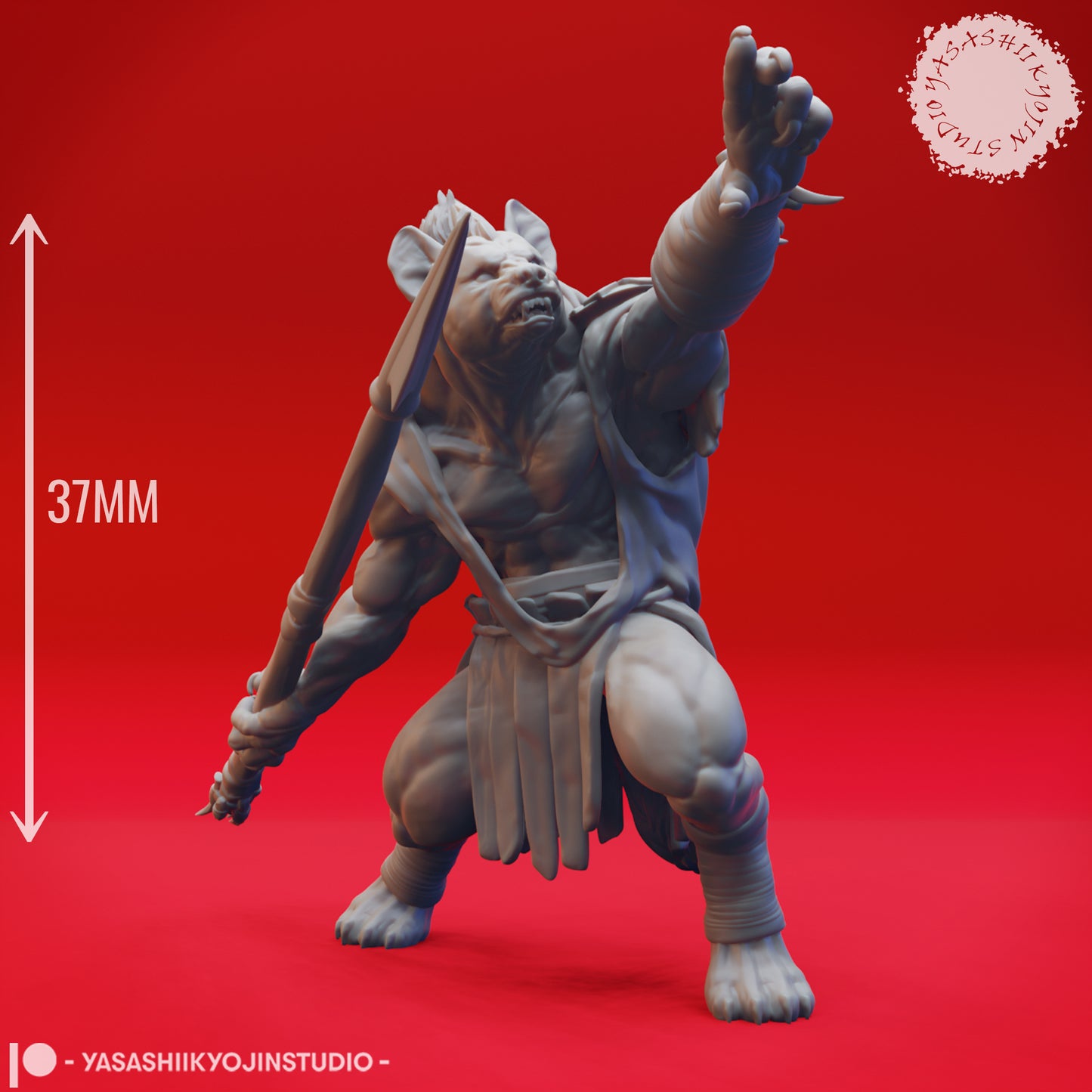 Gnoll - Spear - Tabletop Miniature (Pre-Supported STL)