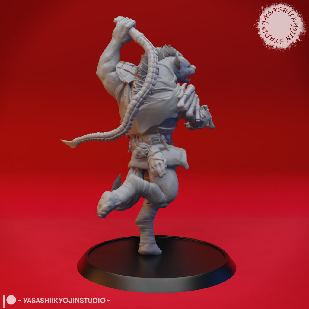 Gnoll - Bone Whip - 3D Printed Mini for Tabletop Gaming, Dungeons and Dragons, Pathfinder, Kings of War and other RPG's