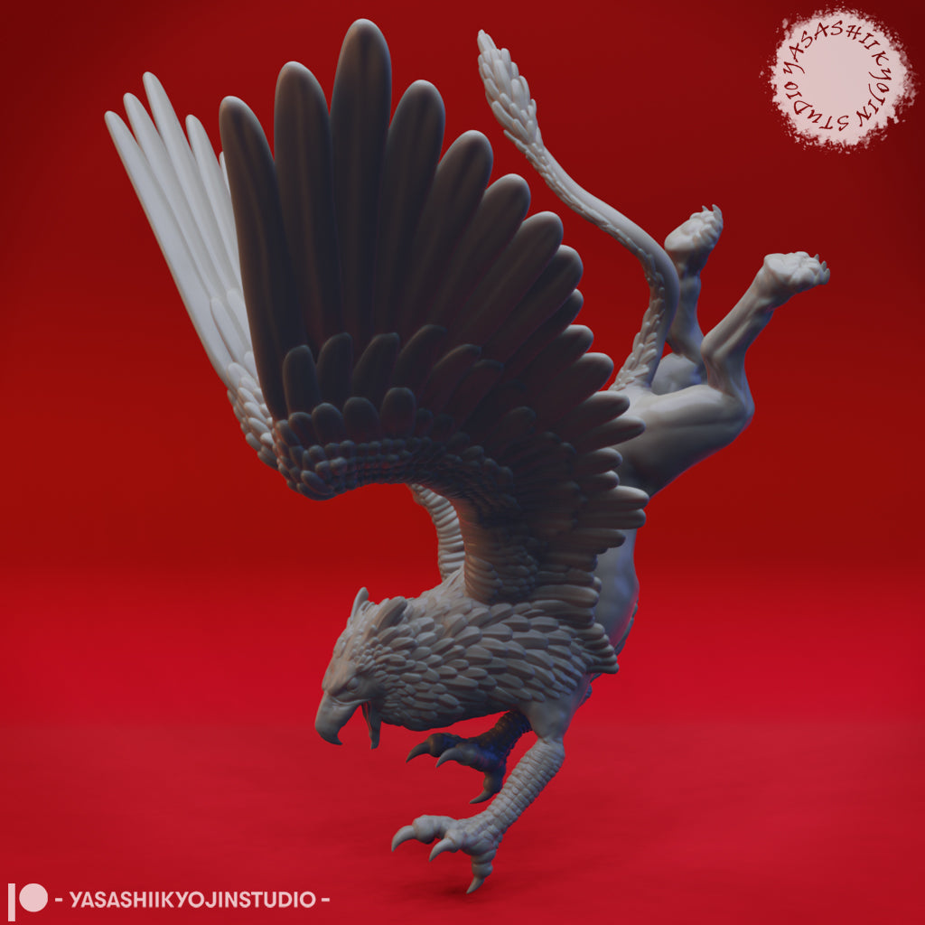 Griffin - Diving - 3D Printed Mini for Tabletop Gaming, Dungeons and Dragons, Pathfinder, Kings of War and other RPG's