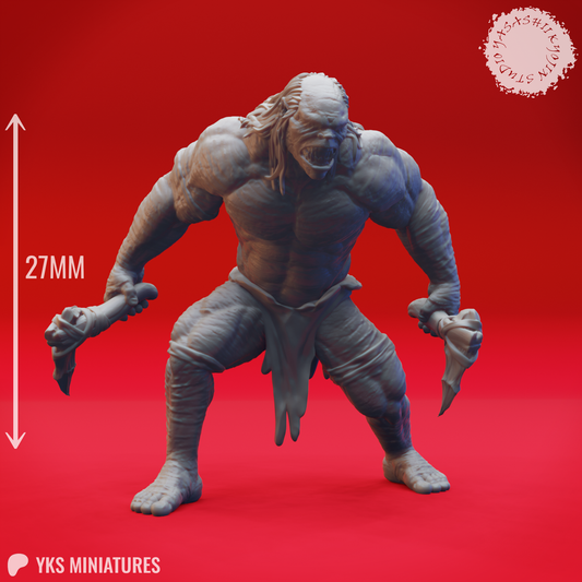 Grimlock - Stone Hatchets - 3D Printed Mini for Tabletop Gaming, Dungeons and Dragons, Pathfinder, Kings of War and other RPG's