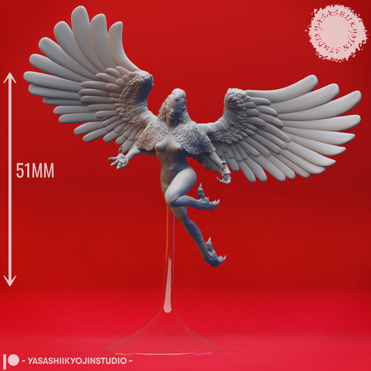 Harpy - Flying - 3D Printed Mini for Tabletop Gaming, Dungeons and Dragons, Pathfinder, Kings of War and other RPG's