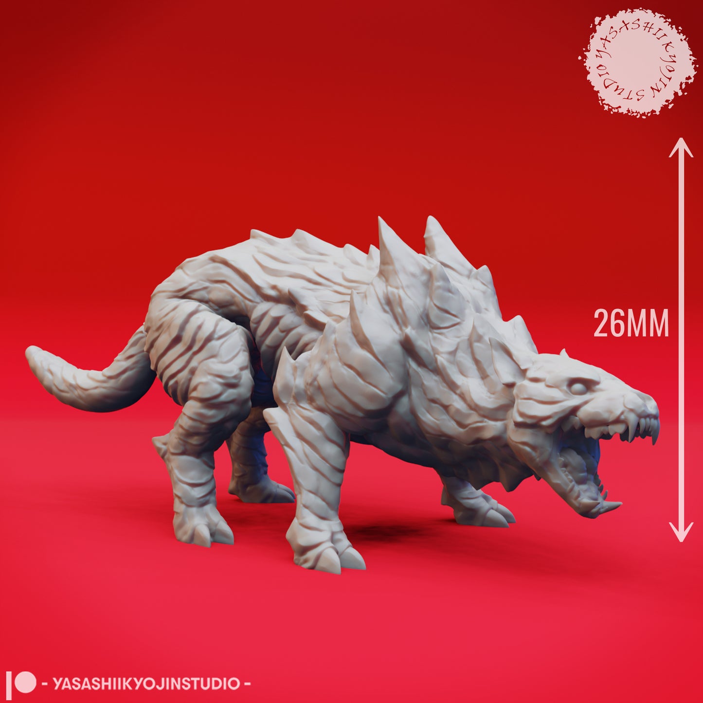 Hellhound - Growling - 3D Printed Mini for Tabletop Gaming, Dungeons and Dragons, Pathfinder, Kings of War and other RPG's