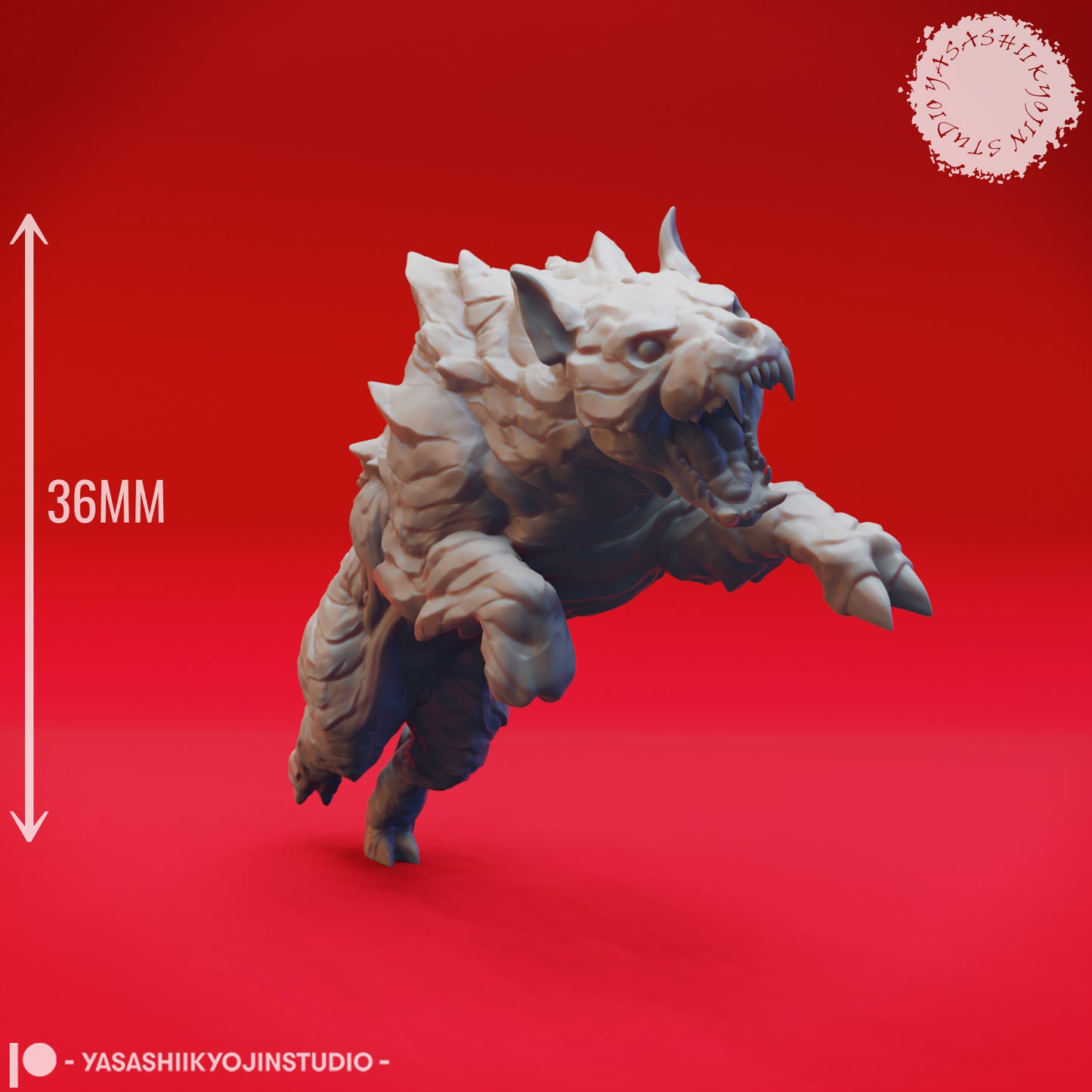 Hellhound - Leaping - 3D Printed Mini for Tabletop Gaming, Dungeons and Dragons, Pathfinder, Kings of War and other RPG's