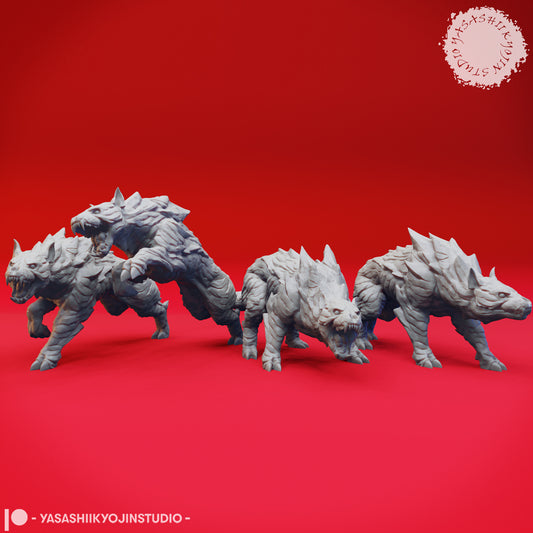 Hellhound Pack - Bundle - 3D Printed Minis for Tabletop Gaming, Dungeons and Dragons, Pathfinder, Kings of War and other RPG's