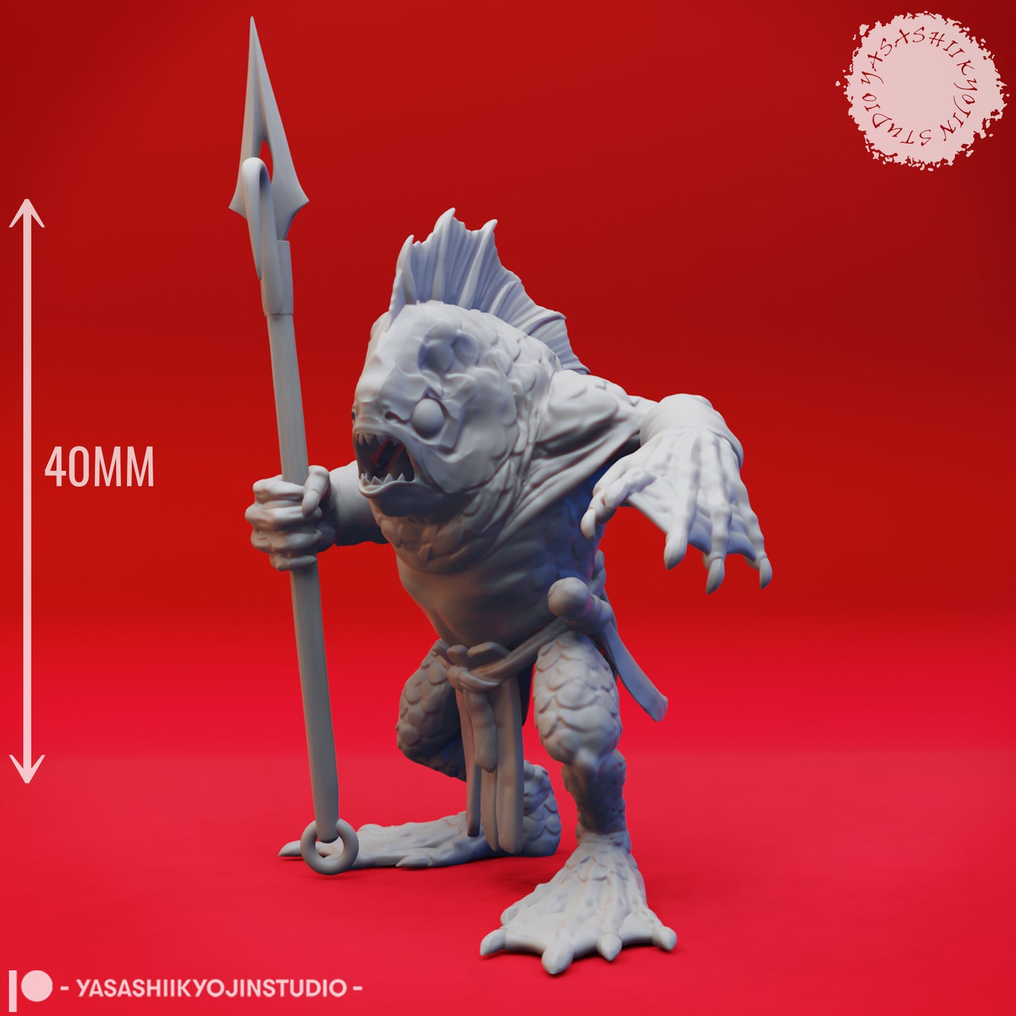 Kuo-Toa - Spear - 3D Printed Minis for Tabletop Gaming, Dungeons and Dragons, Pathfinder, Kings of War and other RPG's