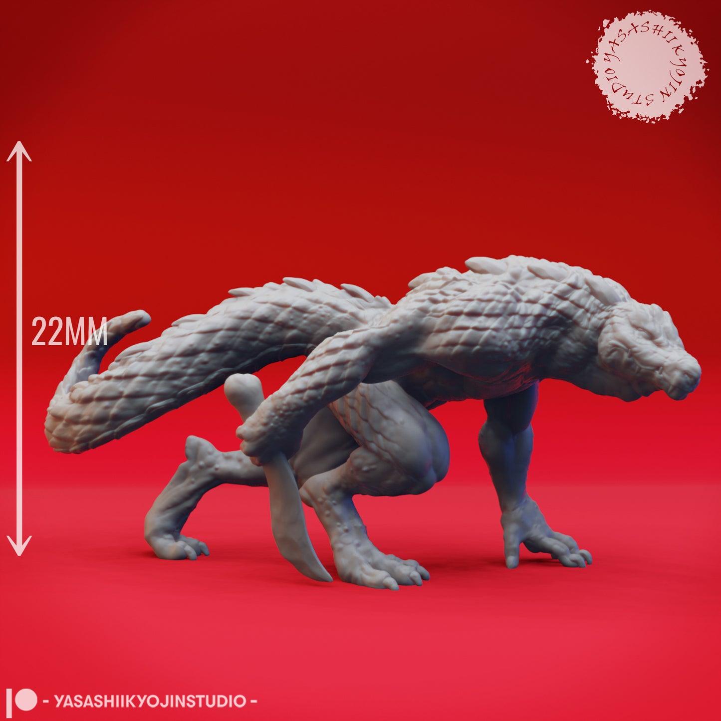 Lizardfolk - Stalker - 3D Printed Mini for Tabletop Gaming, Dungeons and Dragons, Pathfinder, Kings of War and other RPG's