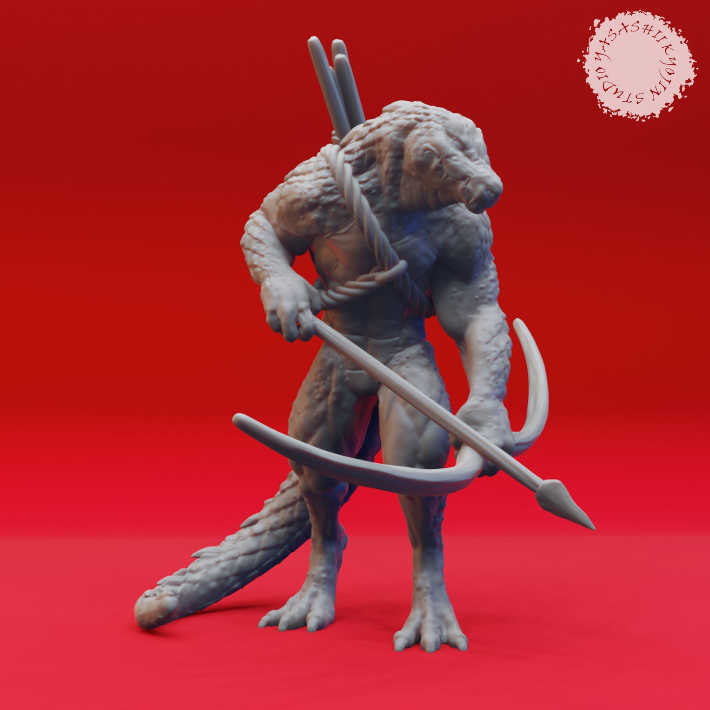 Lizardfolk - Archer - 3D Printed Mini for Tabletop Gaming, Dungeons and Dragons, Pathfinder, Kings of War and other RPG's