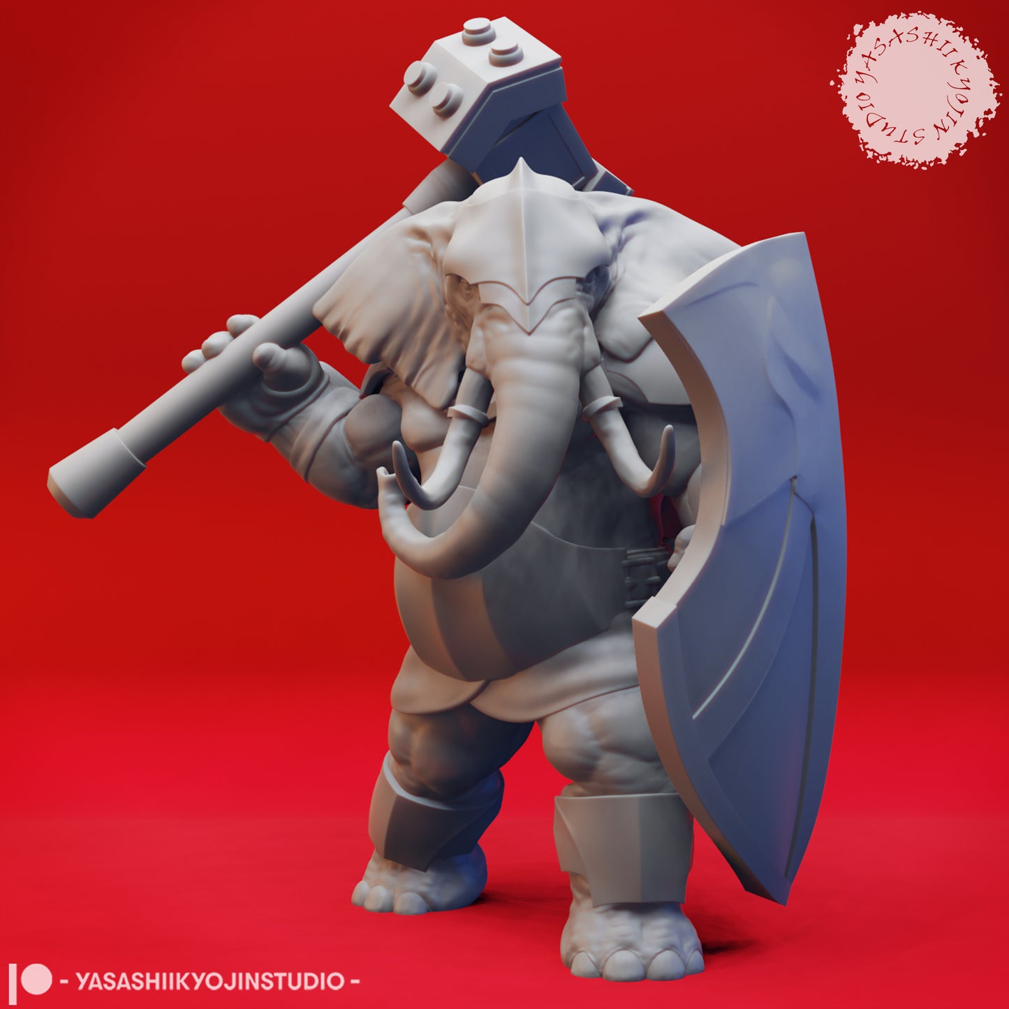 Loxodon Barbarian - 3D Printed Mini for Tabletop Gaming, Dungeons and Dragons, Pathfinder, Kings of War and other RPG's