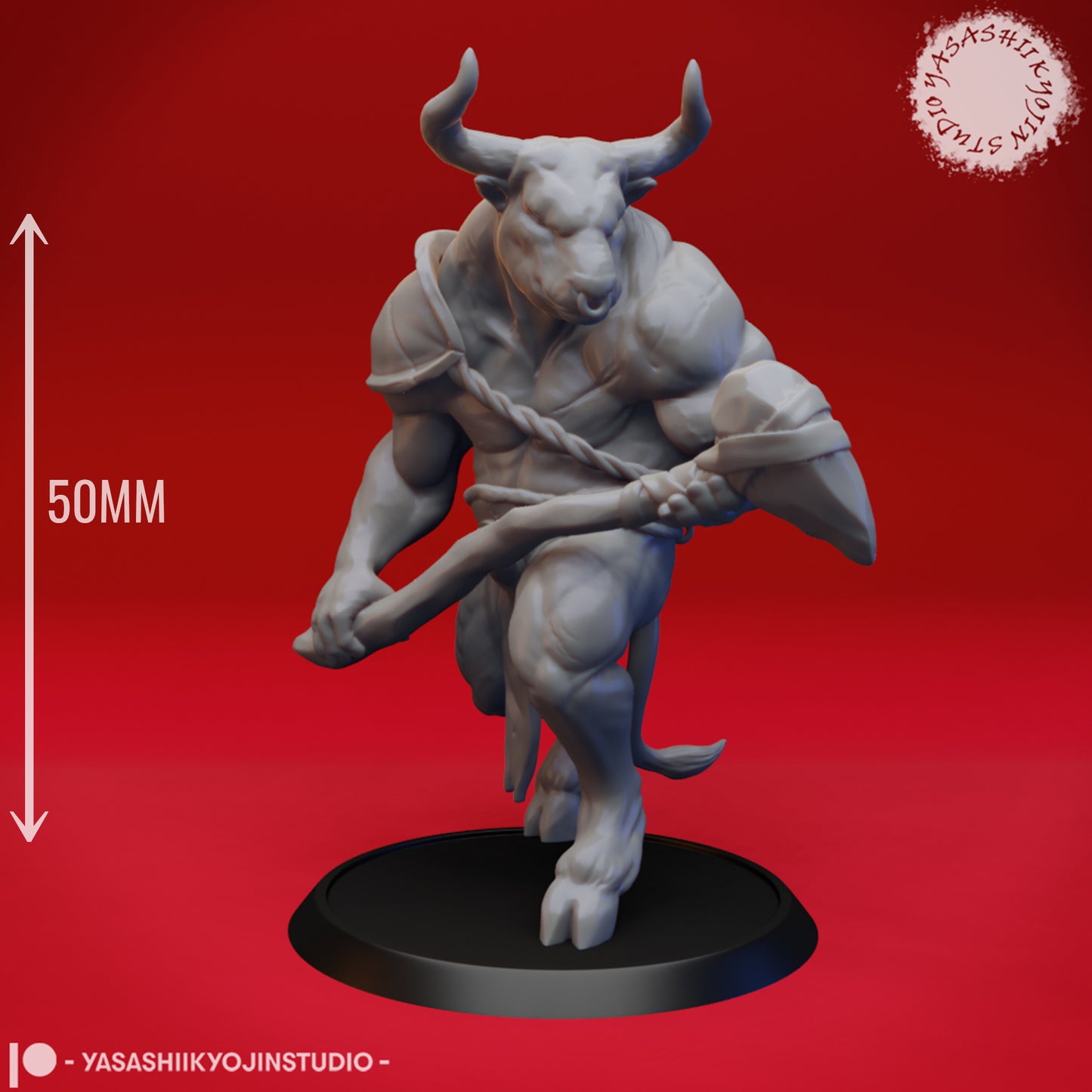 Minotaur - Club - Tabletop Miniature (Pre-Supported STL)