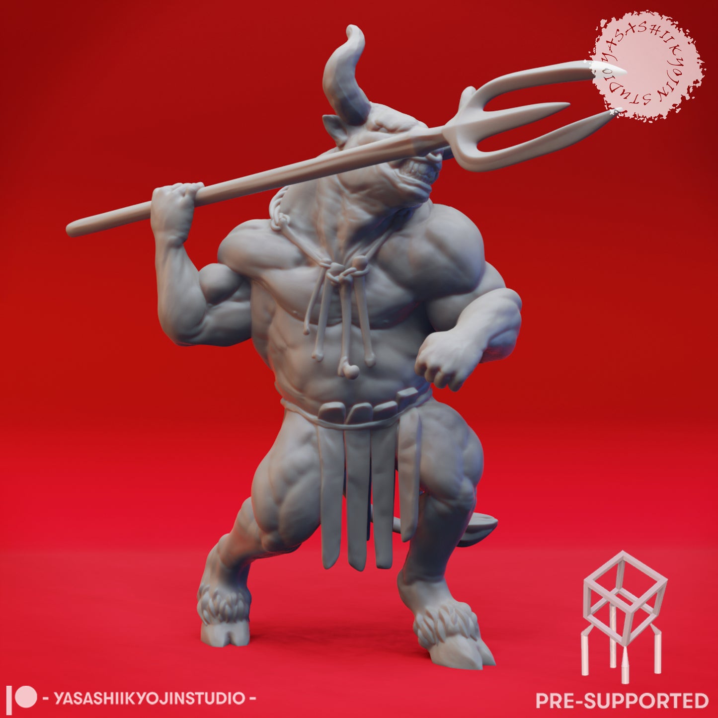 Minotaur - Trident - Tabletop Miniature (Pre-Supported STL)