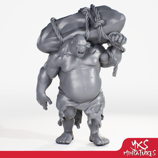 Ogre - Boulder - 3D Printed Mini for Tabletop Gaming, Dungeons and Dragons, Pathfinder, Kings of War and other RPG's