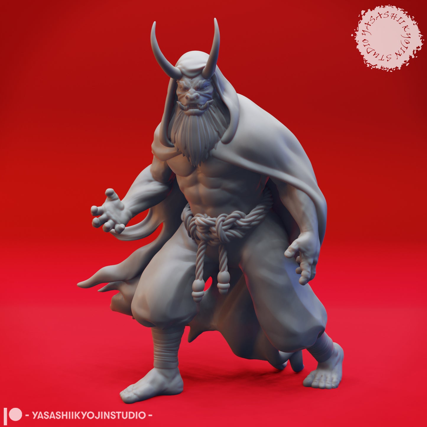 Oni - Cloaked - 3D Printed Mini for Tabletop Gaming, Dungeons and Dragons, Pathfinder, Kings of War and other RPG's