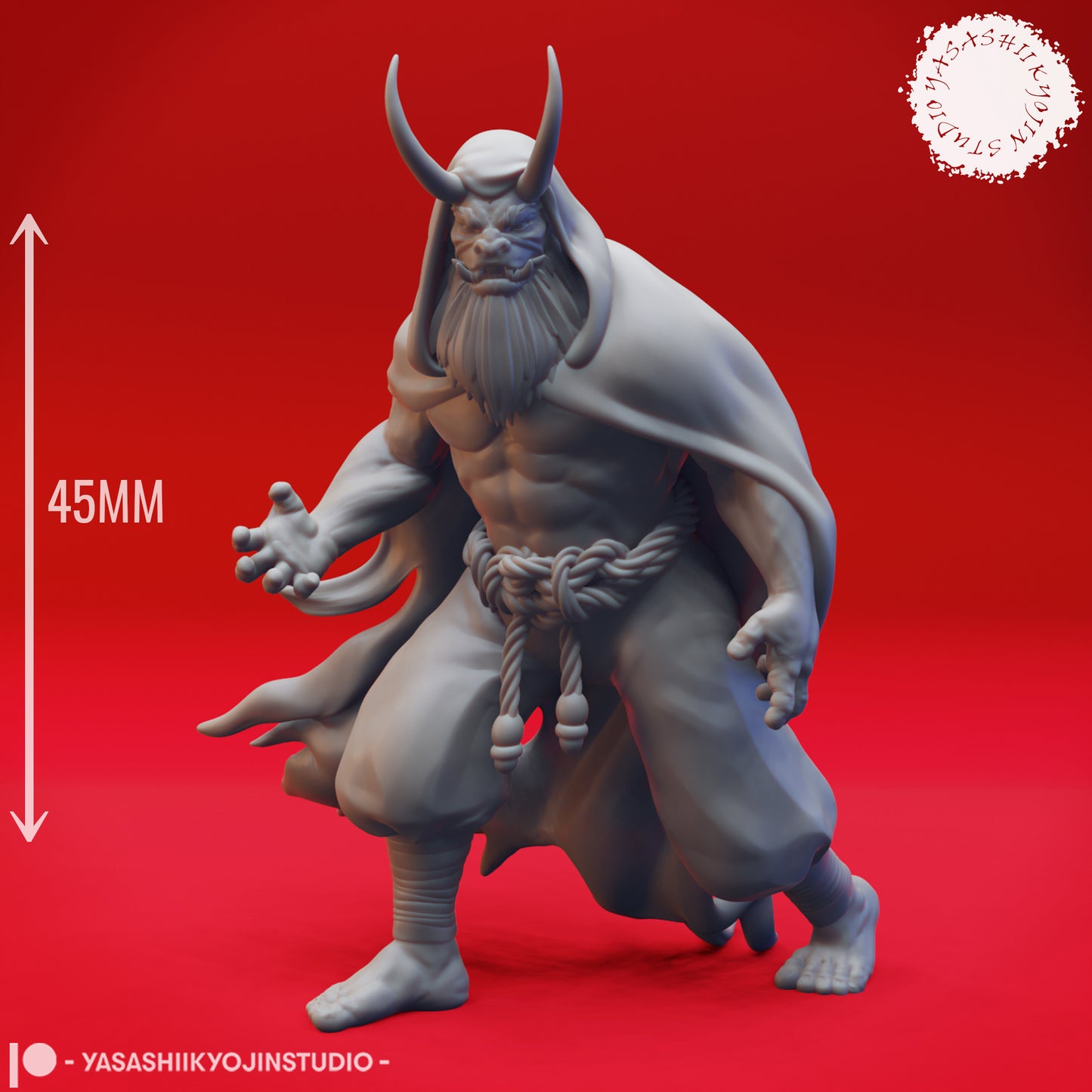 Oni - Cloaked - 3D Printed Mini for Tabletop Gaming, Dungeons and Dragons, Pathfinder, Kings of War and other RPG's