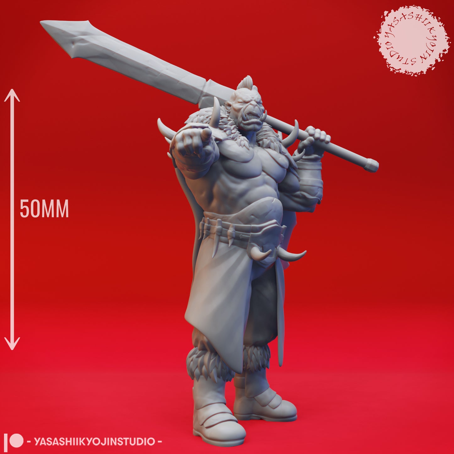 Orc - Warchief - 3D Printed Mini for Tabletop Gaming, Dungeons and Dragons, Pathfinder, Kings of War and other RPG's