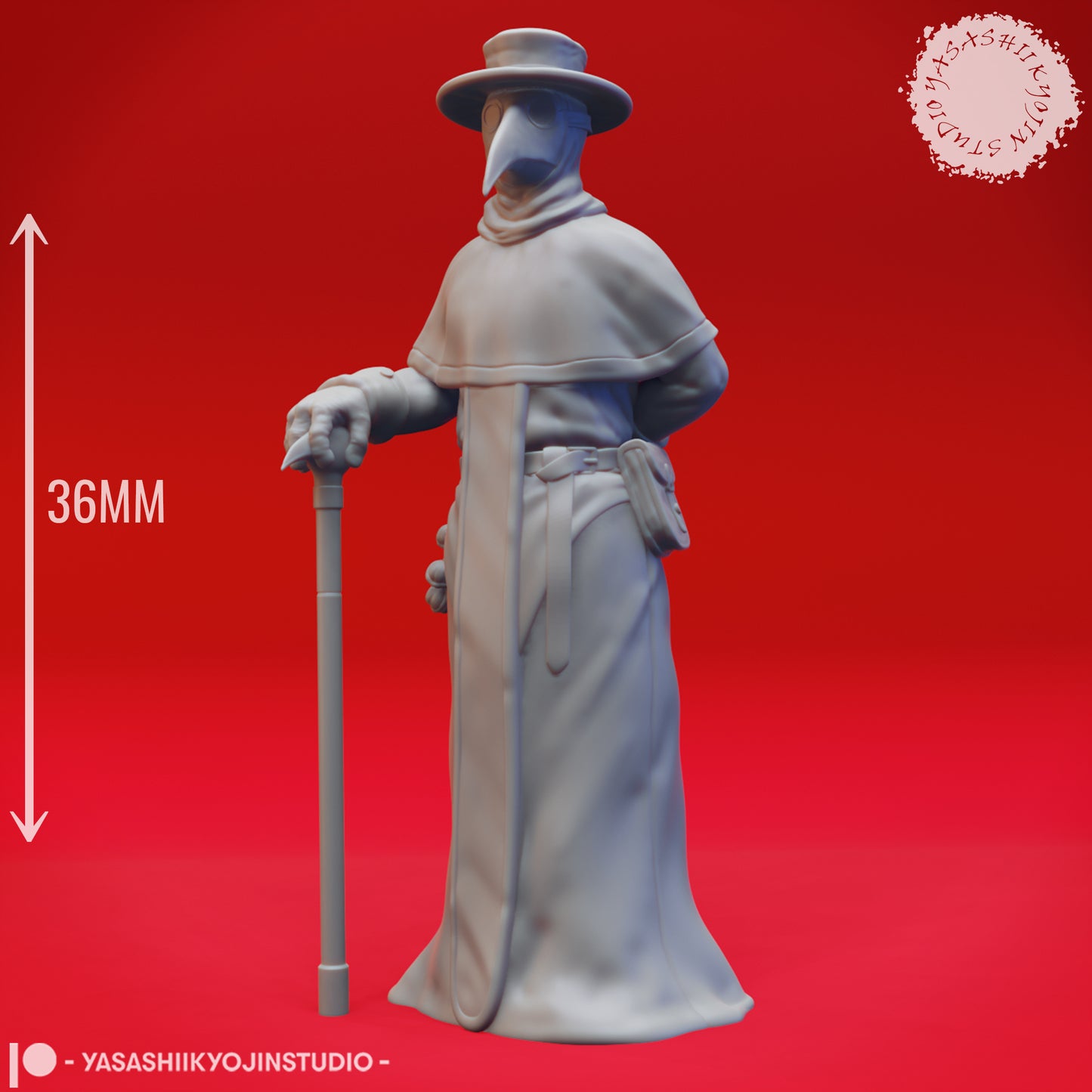 Plague Doctor Cleric - 3D Printed Mini for Tabletop Gaming, Dungeons and Dragons, Pathfinder, Kings of War and other RPG's