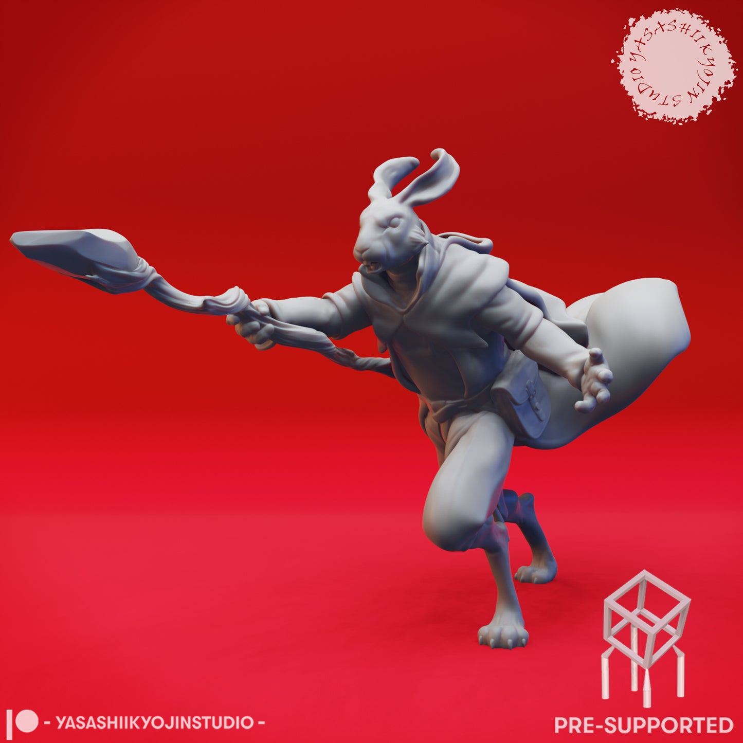 Rabbitfolk - Wizard - Tabletop Miniature (Pre-Supported STL)