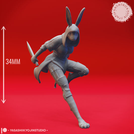 Rabbitfolk - Rogue - 3D Printed Mini for Tabletop Gaming, Dungeons and Dragons, Pathfinder, Kings of War and other RPG's