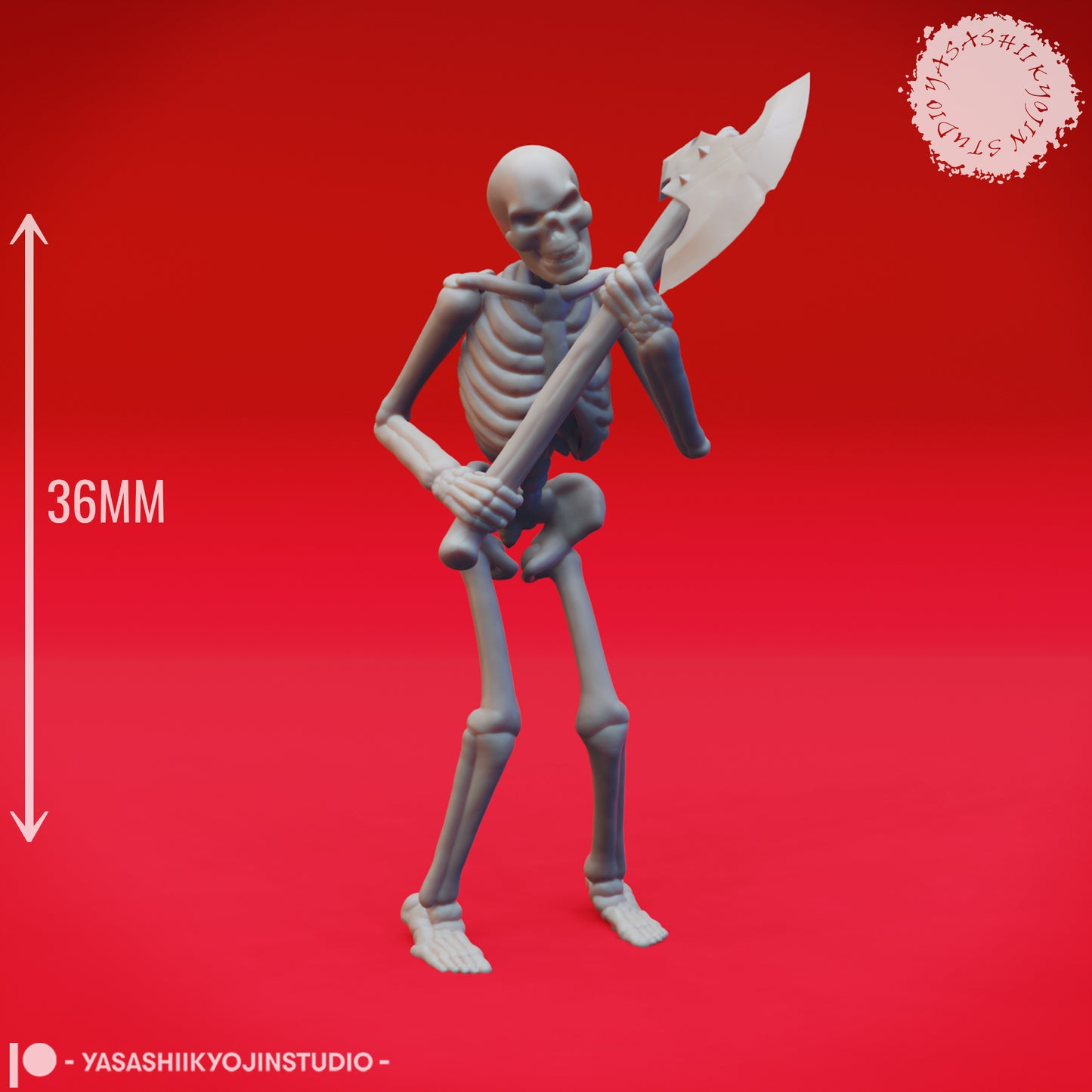 Skeleton Axe - B - 3D Printed Minis for Tabletop Gaming, Dungeons and Dragons, Pathfinder, Kings of War and other RPG's