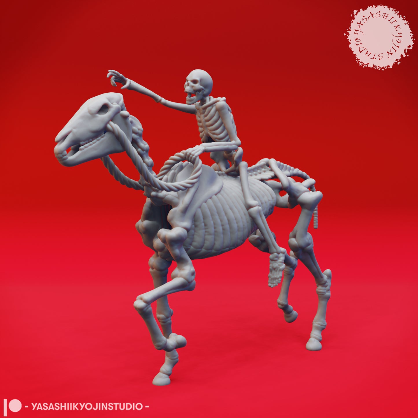 Skeleton Rider - Reaching - 3D Printed Mini for Tabletop Gaming, Dungeons and Dragons, Pathfinder, Kings of War and other RPG's