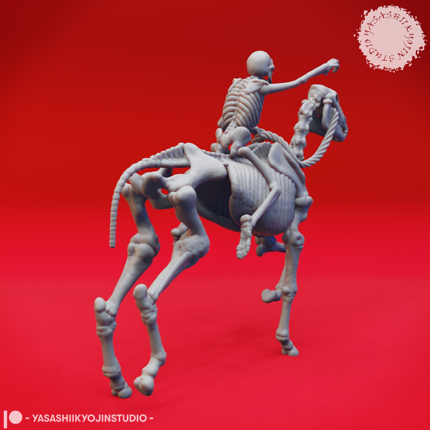 Skeleton Rider - Reaching - 3D Printed Mini for Tabletop Gaming, Dungeons and Dragons, Pathfinder, Kings of War and other RPG's