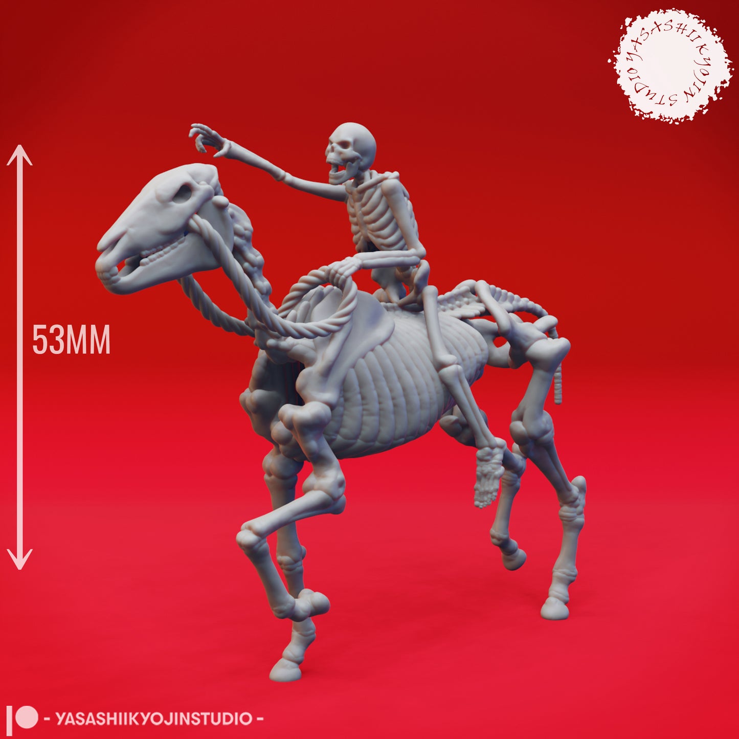Skeleton Rider - Reaching - 3D Printed Mini for Tabletop Gaming, Dungeons and Dragons, Pathfinder, Kings of War and other RPG's