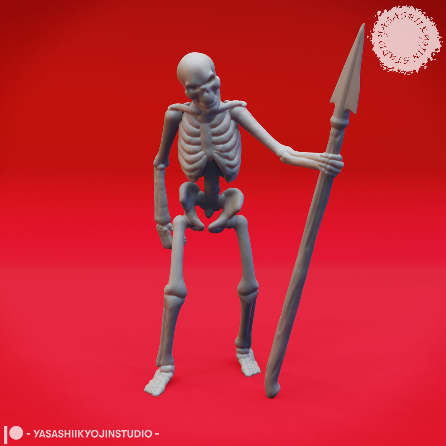 Skeleton Spear - B - 3D Printed Minis for Tabletop Gaming, Dungeons and Dragons, Pathfinder, Kings of War and other RPG's