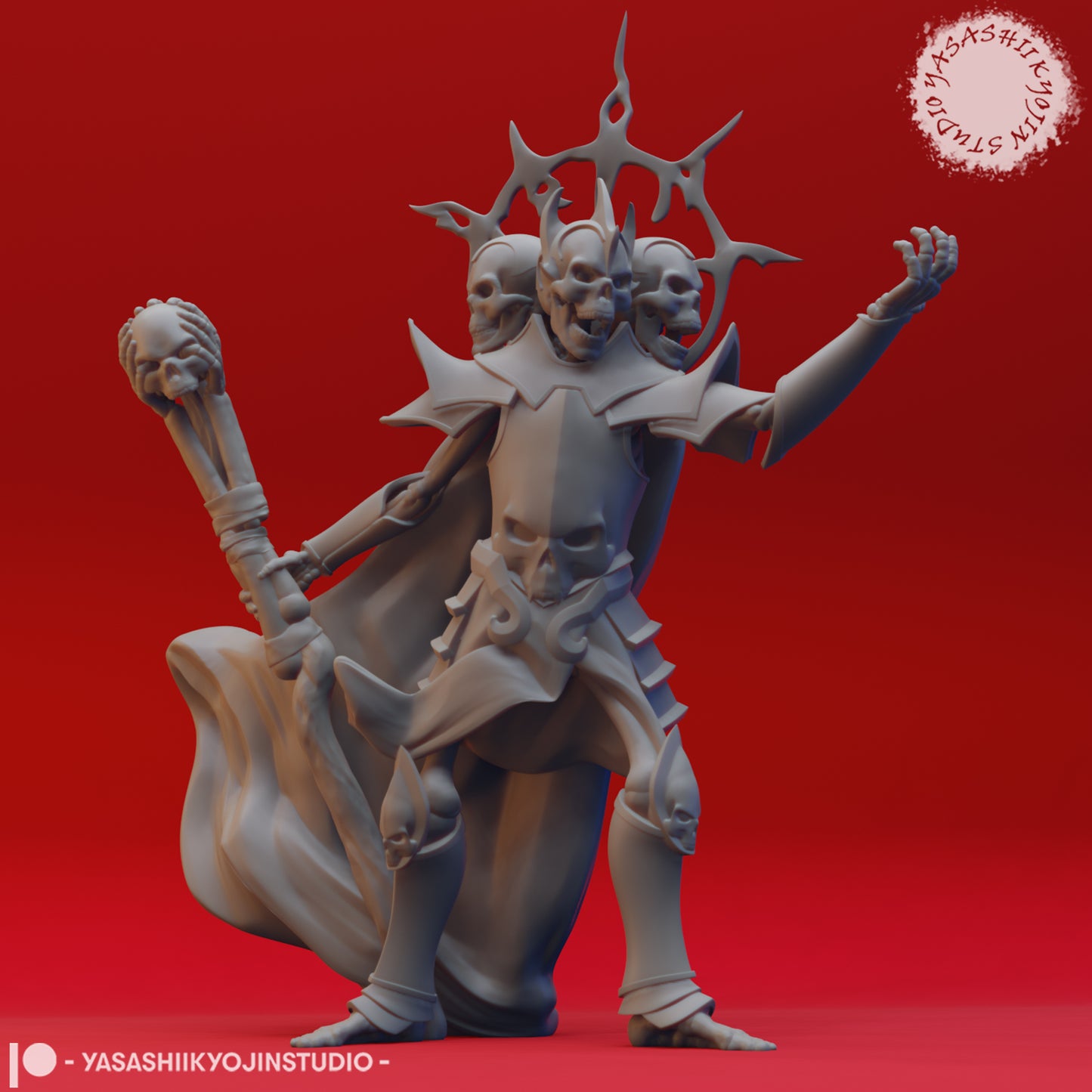 Skull Lord - 3D Printed Mini for Tabletop Gaming, Dungeons and Dragons, Pathfinder, Kings of War and other RPG's