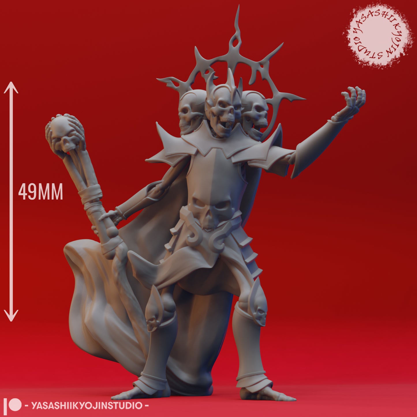 Skull Lord - 3D Printed Mini for Tabletop Gaming, Dungeons and Dragons, Pathfinder, Kings of War and other RPG's