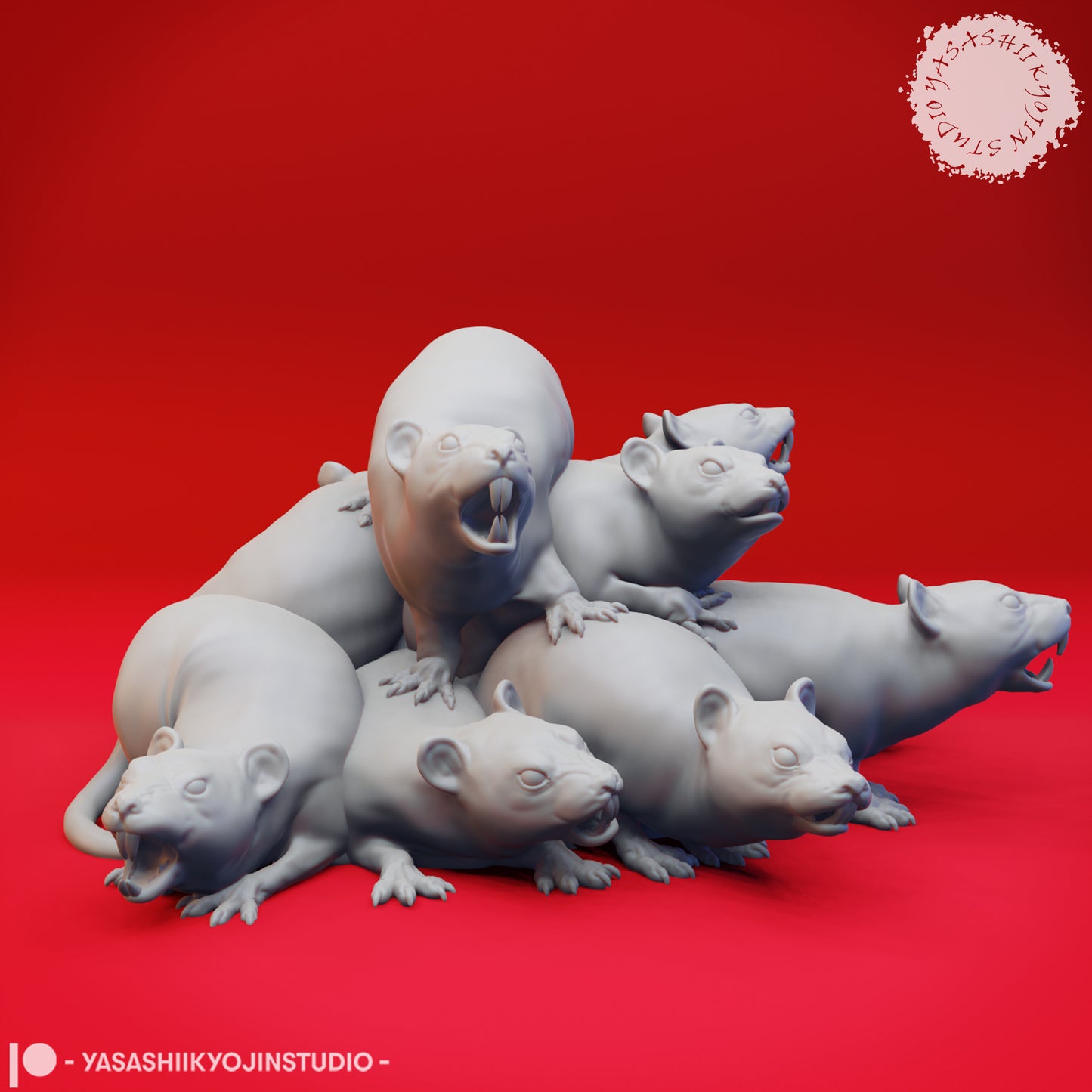Swarm of Rats - Tabletop Miniature (Pre-Supported STL)