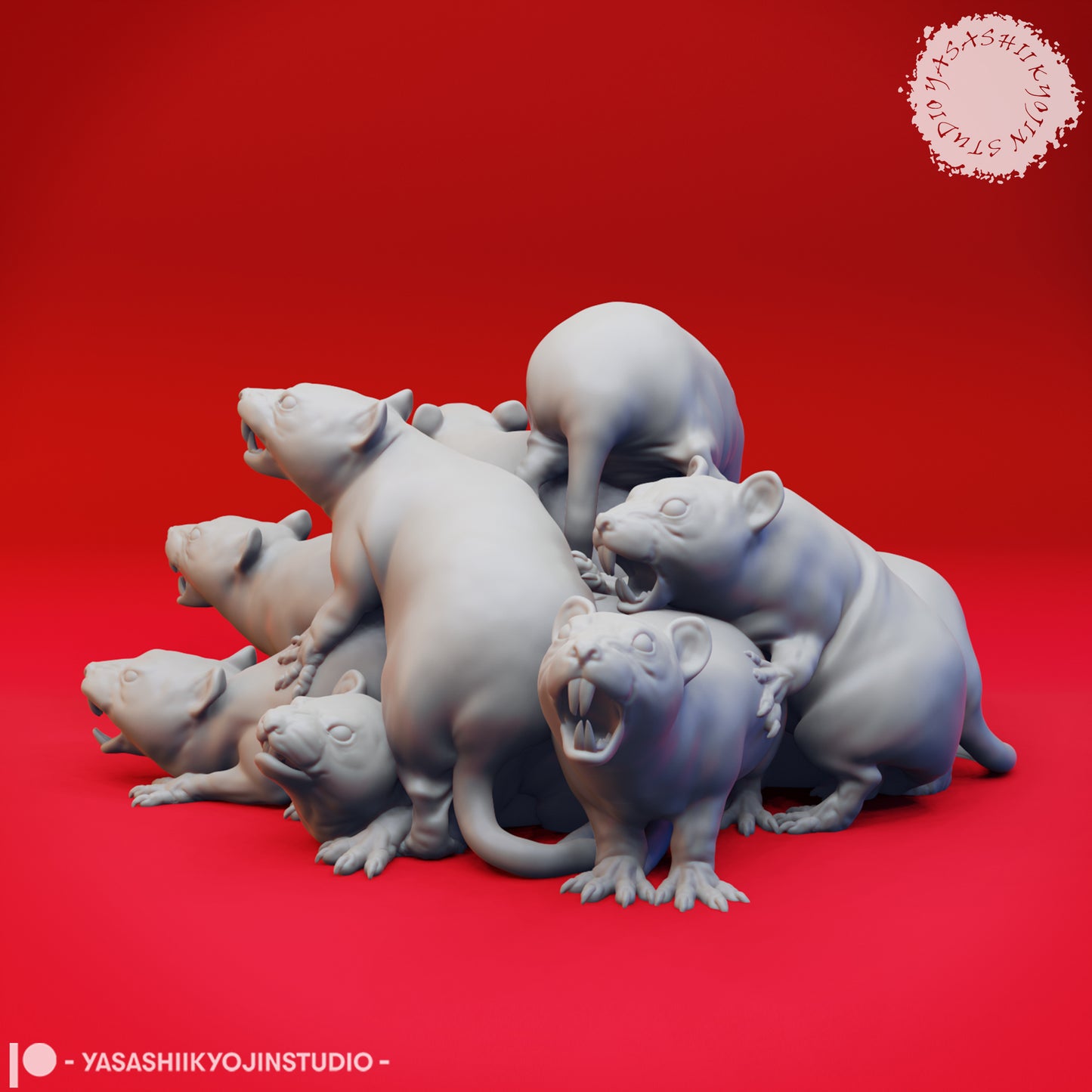 Swarm of Rats - Tabletop Miniature (Pre-Supported STL)