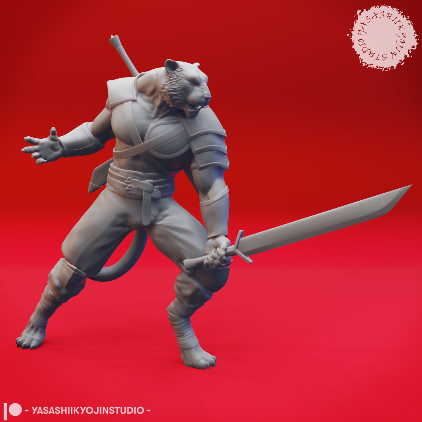 Tabaxi - Barbarian - 3D Printed Mini for Tabletop Gaming, Dungeons and Dragons, Pathfinder, Kings of War and other RPG's