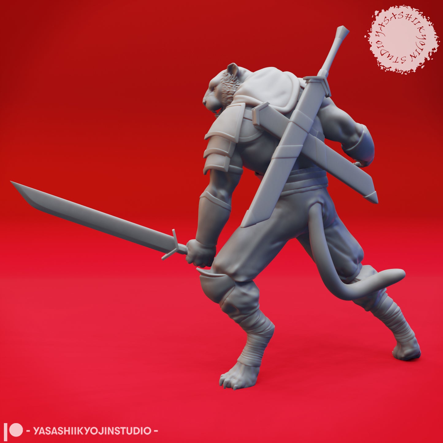 Tabaxi - Barbarian - Tabletop Miniature (Pre-Supported STL)