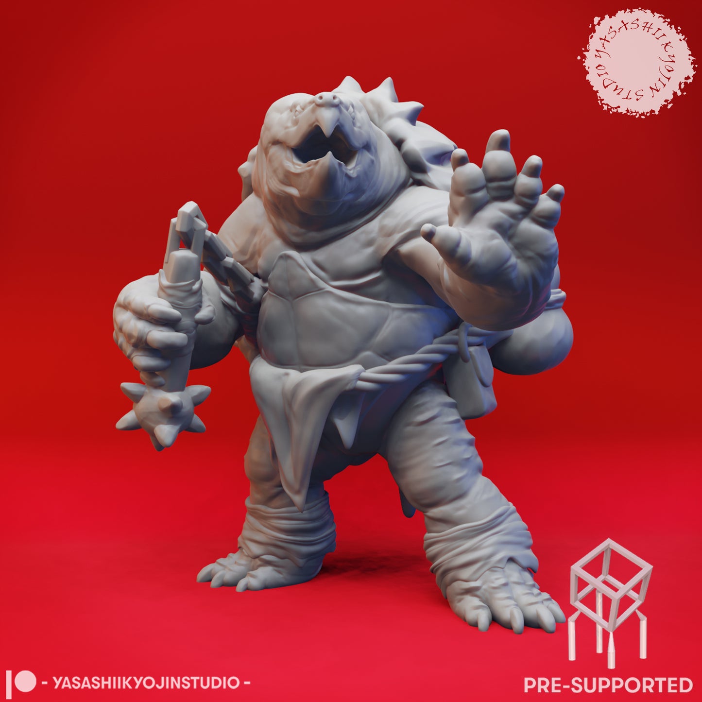 Tortle - Nunchucks - Tabletop Miniatures (Pre-Supported STL)