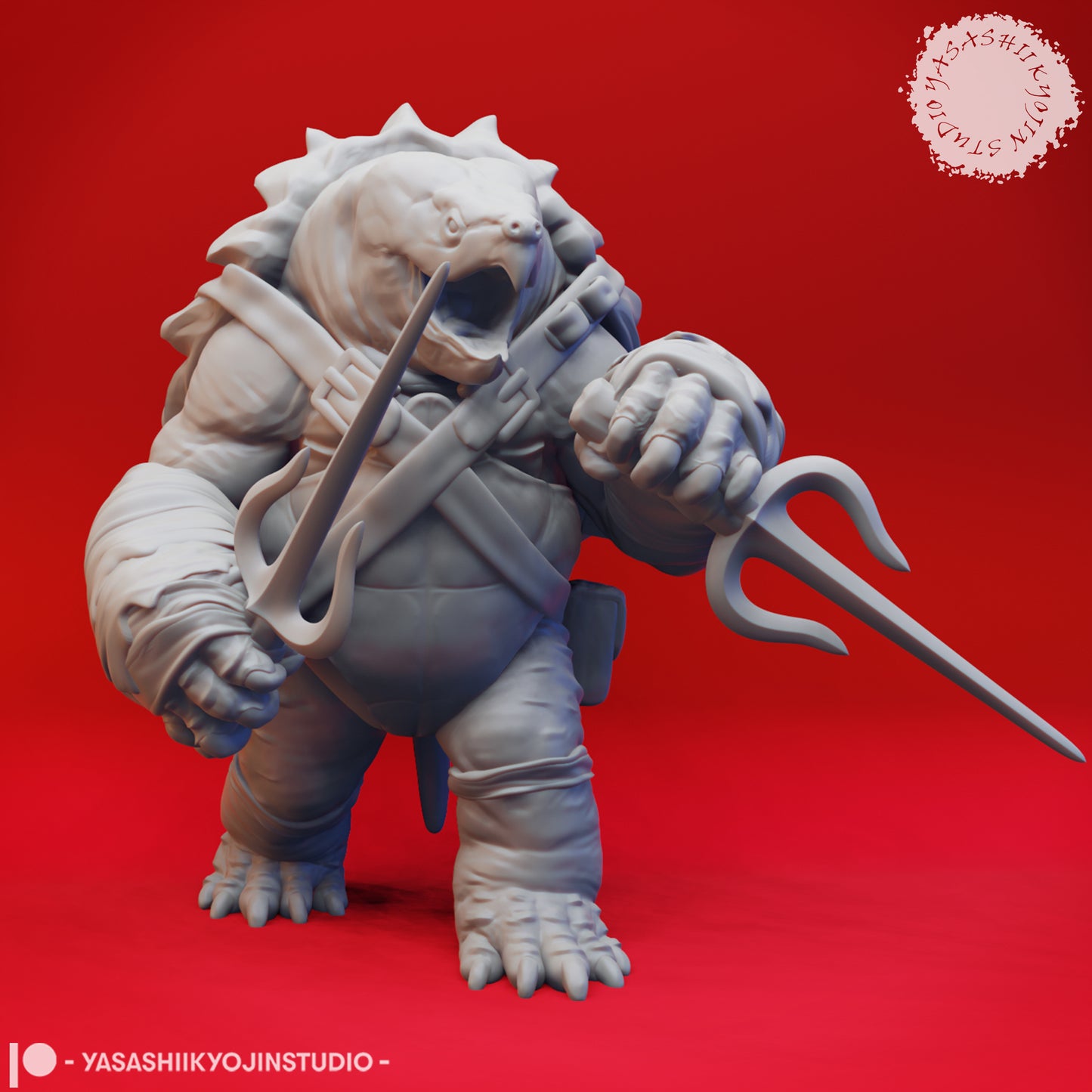 Tortle - Dual Sai - Tabletop Miniatures (Pre-Supported STL)