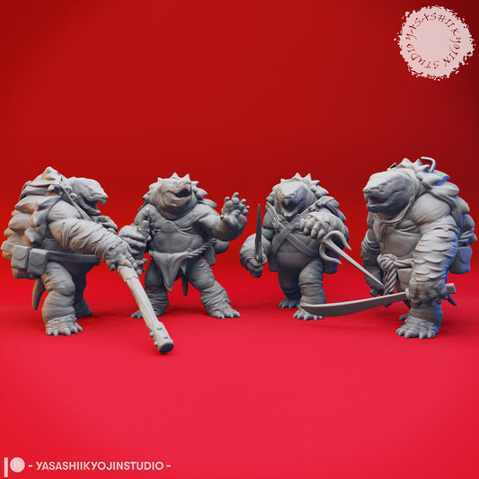 Tortles - Ninja - Bundle - 3D Printed Mini for Tabletop Gaming, Dungeons and Dragons, Pathfinder, Kings of War and other RPG's
