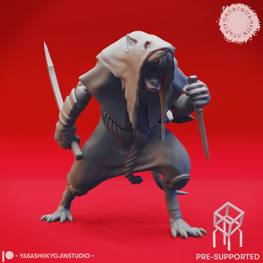 Wererat - Machette - Tabletop Miniature (Pre-Supported STL)