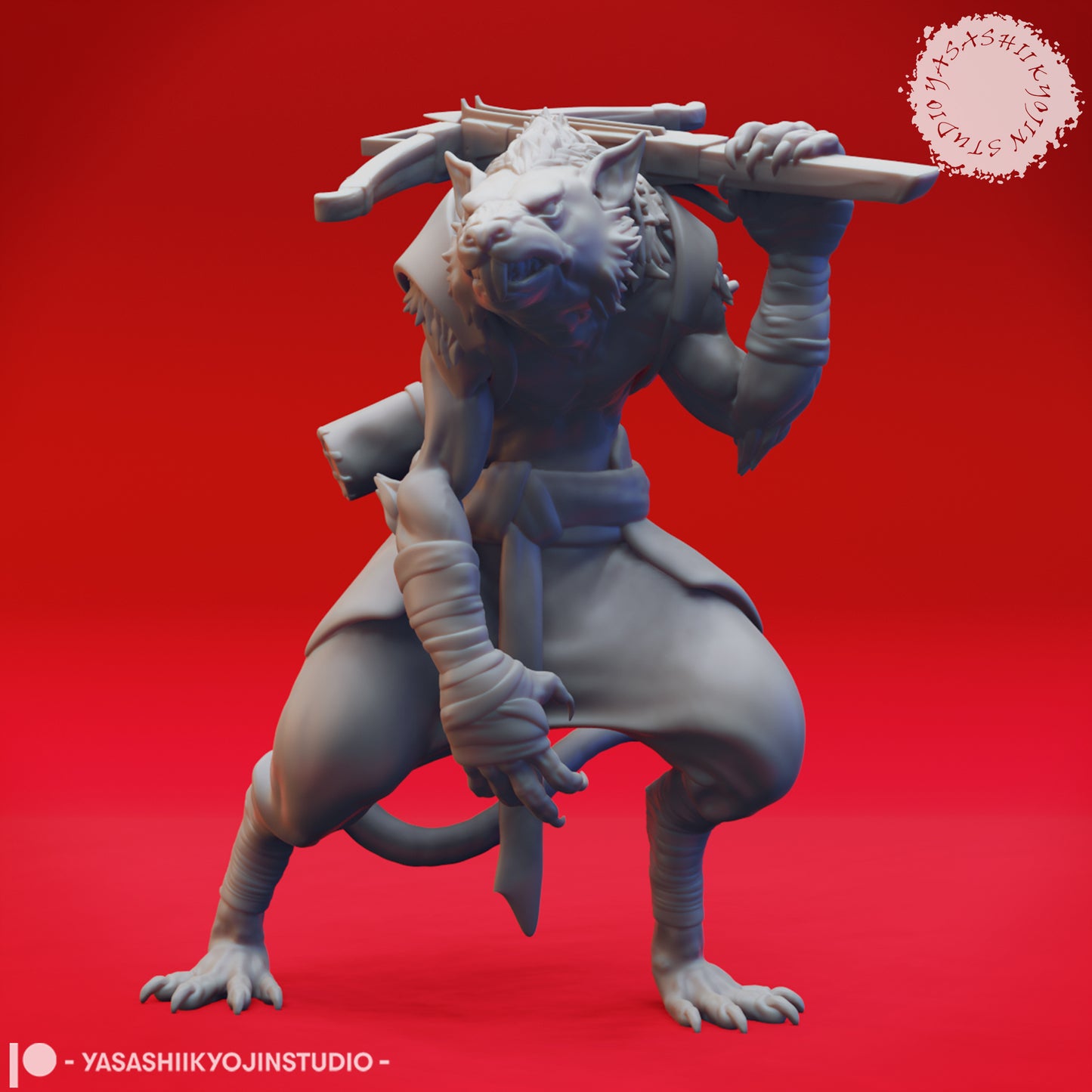 Wererat - Crossbow- 3D Printed Mini for Tabletop Gaming, Dungeons and Dragons, Pathfinder, Kings of War and other RPG's