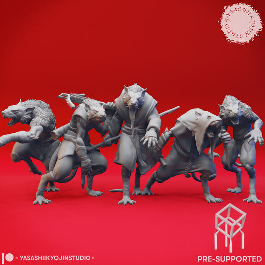 Wererat Pack - Tabletop Miniatures (Pre-Supported STL)