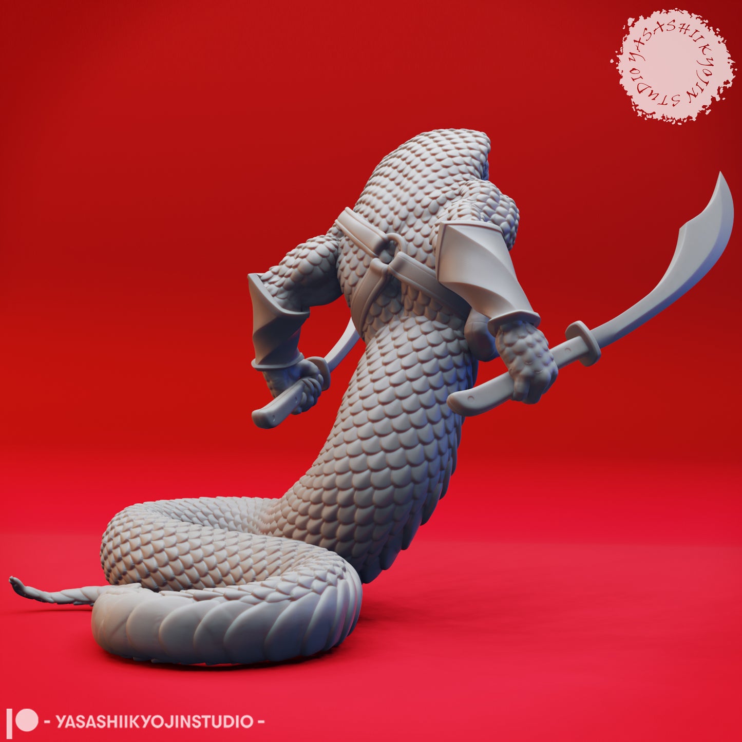 Yuan-Ti - Dual Sword - Tabletop Miniature (Pre-Supported)