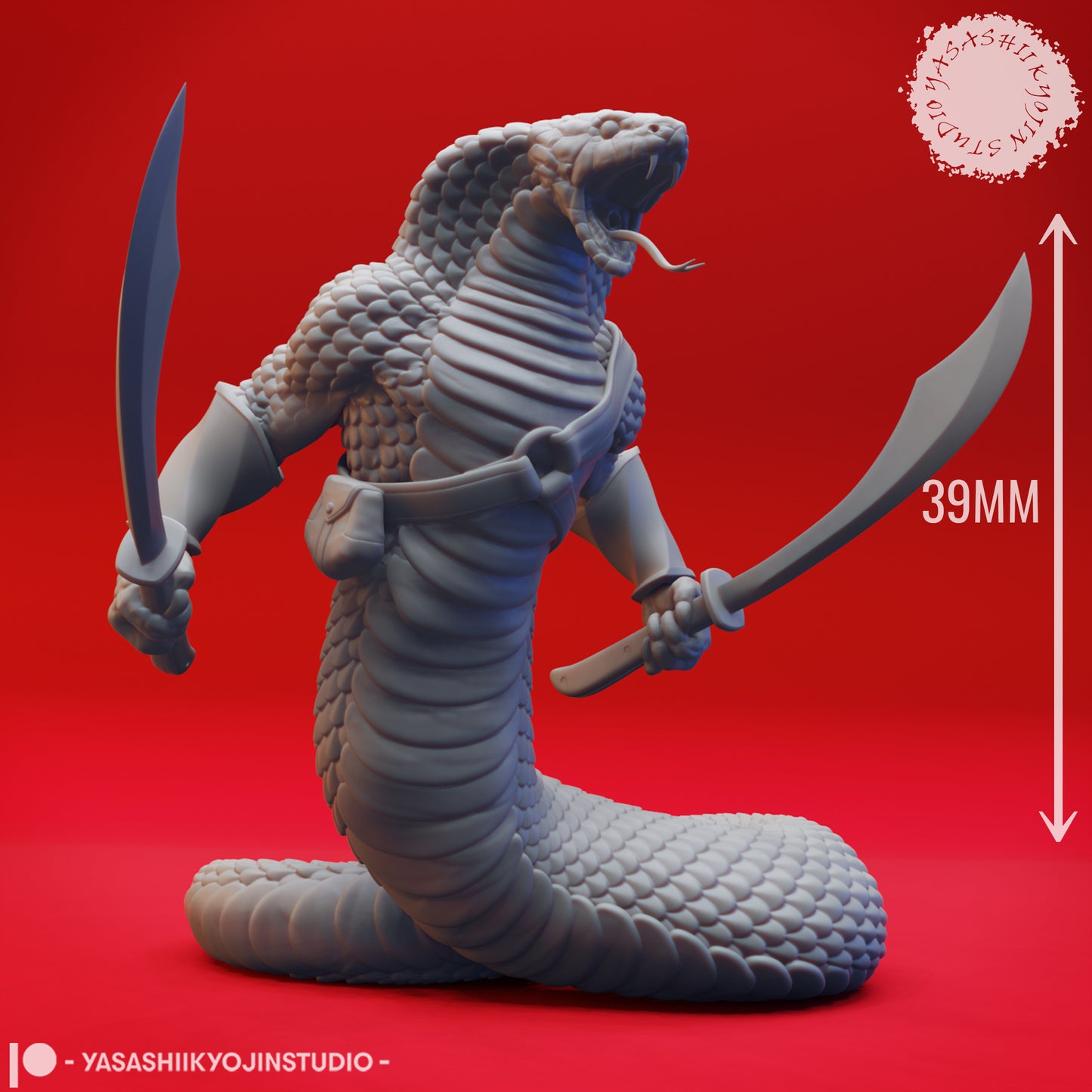Yuan-Ti - Dual Sword - Tabletop Miniature (Pre-Supported)