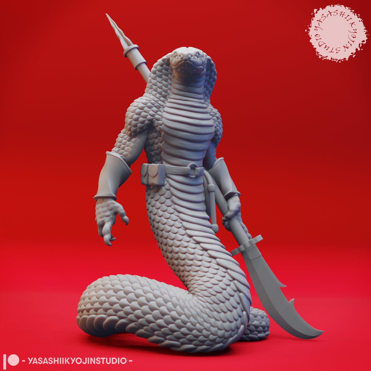 Yuan-Ti - Halberd - 3D Printed Mini for Tabletop Gaming, Dungeons and Dragons, Pathfinder, Kings of War and other RPG's