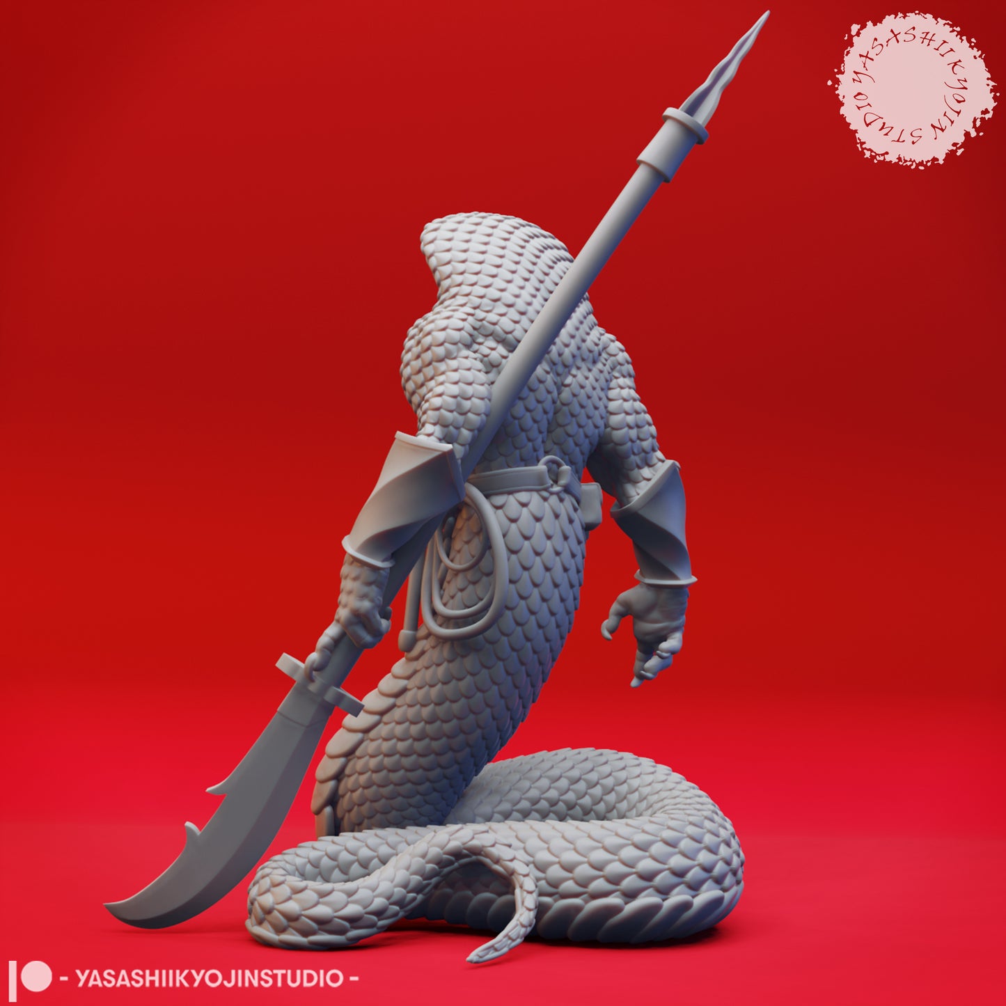 Yuan-Ti - Halberd - 3D Printed Mini for Tabletop Gaming, Dungeons and Dragons, Pathfinder, Kings of War and other RPG's