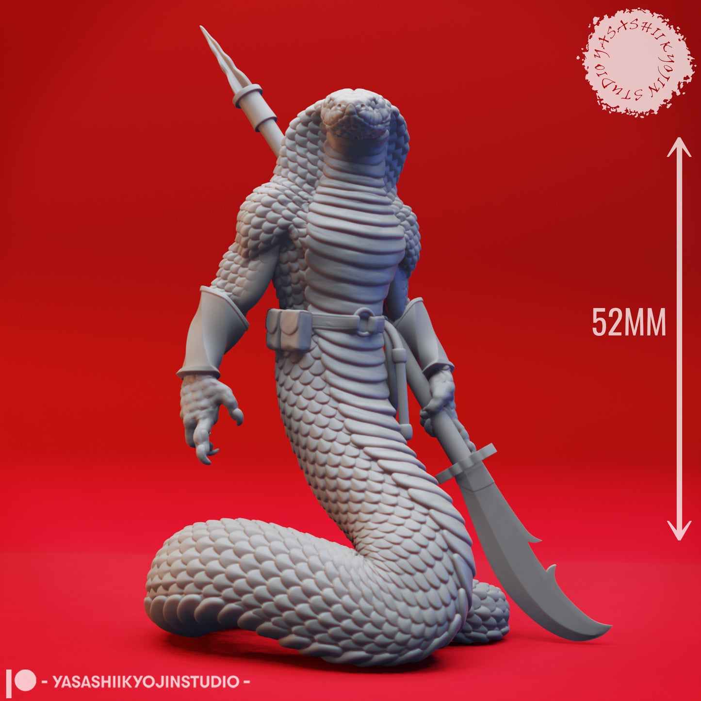 Yuan-Ti - Halberd - 3D Printed Mini for Tabletop Gaming, Dungeons and Dragons, Pathfinder, Kings of War and other RPG's
