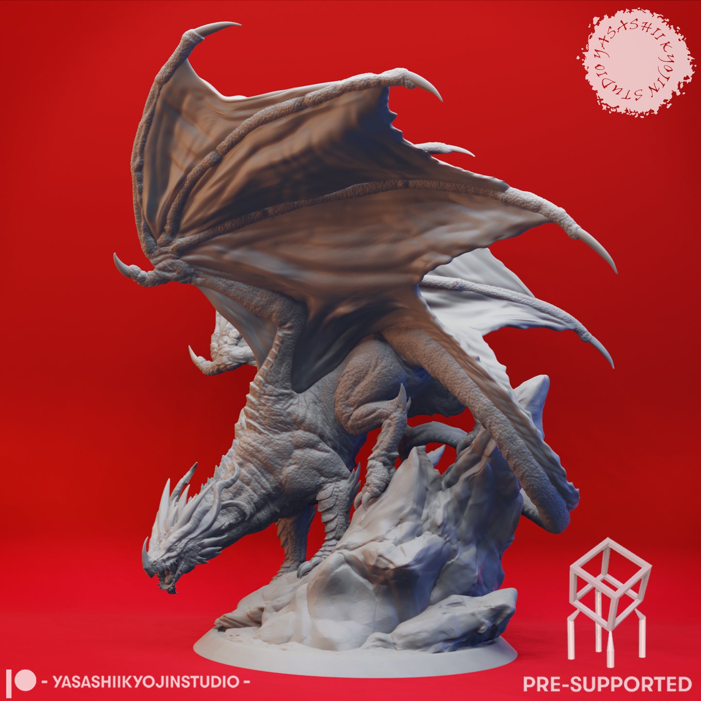 Ancient Red Dragon - Tabletop Miniature (Pre-Supported STL)