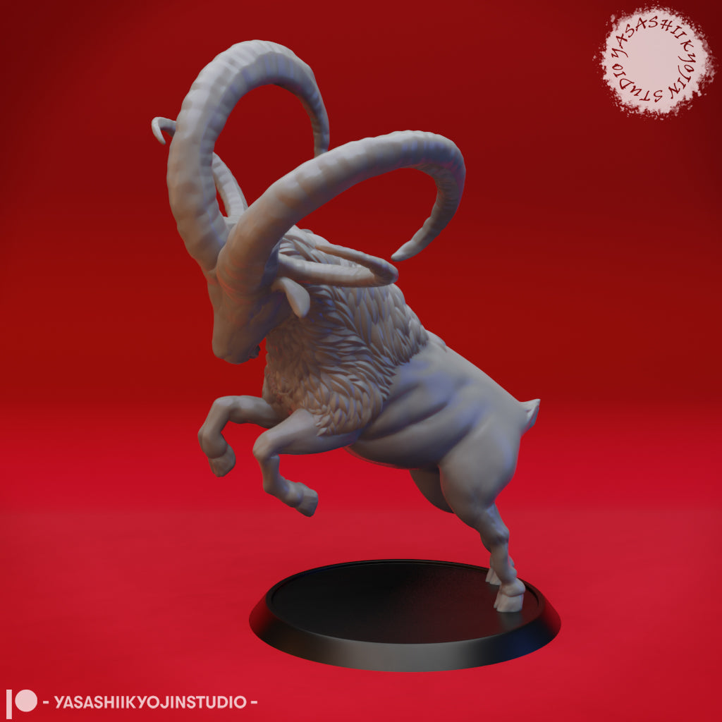 Giant Goat - Reaing - Tabletop Miniature (Pre-Supported STL)