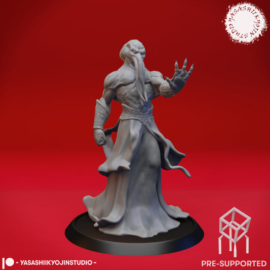 Mind Flayer - Sorceror - Tabletop MIniature (Pre-Supported STL)